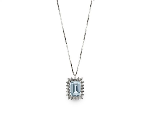 Collar Promesse Mujer in Oro blanco Acquamarina 0.50 Ct COT64CO - COT64CO